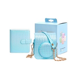 Aisnyho Instant Mini 12 Case,Colorful Camera Protective Case and 64 Pockets Photo Album for Instax Mini 12 Instant Camera Weave Pattern (Blue)