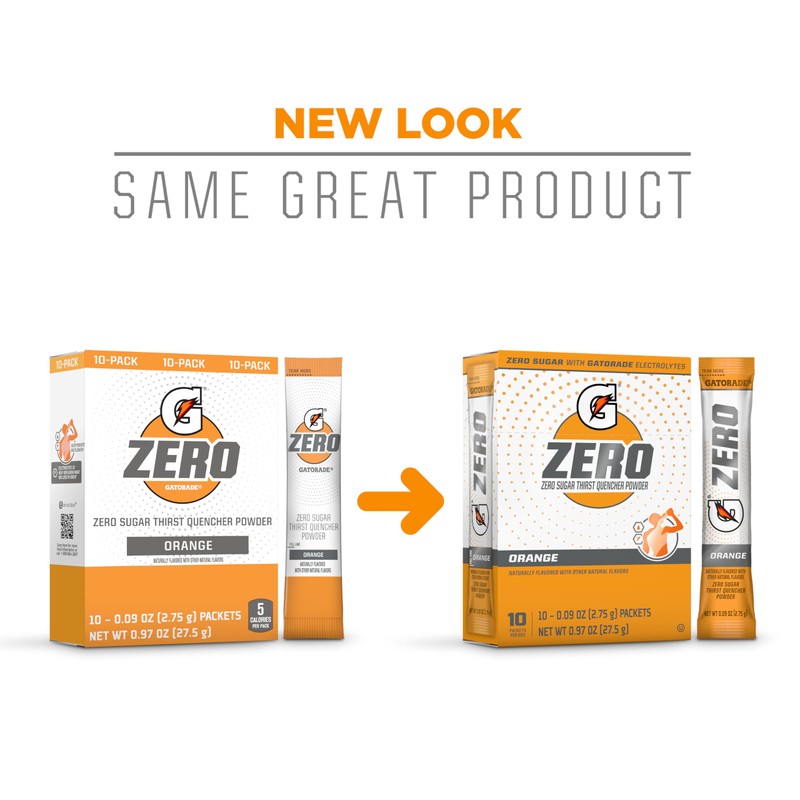 Gatorade G Zero Sports Drink Mix Powder Packets, Orange, Electrolyte