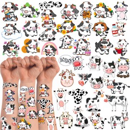 152 Pieces Cow Temporary Tattoos,16 Sheets Cow Themed Tattoos Stickers Party Decoration Supplies Party favors for Kids Adults