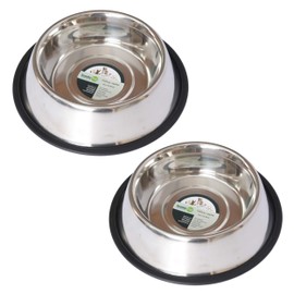 ICONIC PET 32 oz/4 Cup (2 Pack) Stainless Steel Non-Skid Pet Food/Water Bowls with Rubber Rings: Rust-Free, Dishwasher Safe, Noise-Free, Non-Skid, and Stable Dishes for Cats, and Dogs