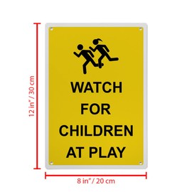 Watch For Children At Play Sign, 8.5 x 11 in" OSHA Compliant Playground Sign, Weatherproof Plastic, UV resistant & Easy-to-Read Signage