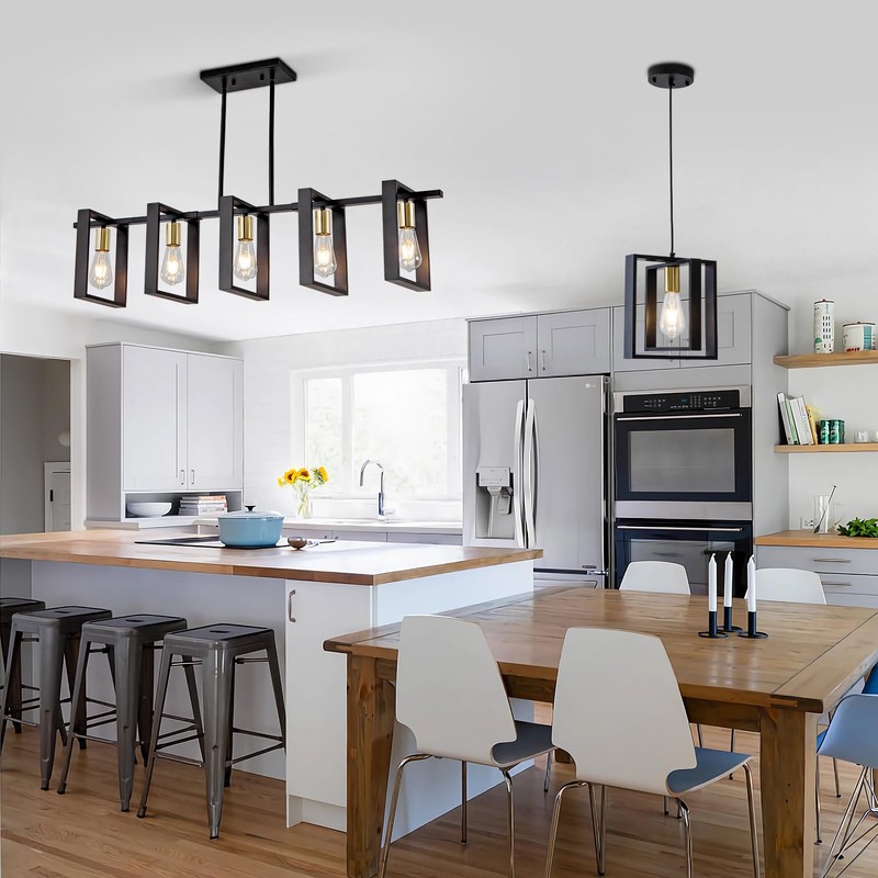 Poroulux Farmhouse Kitchen Island Lighting Black Dining Room Lights Ceiling