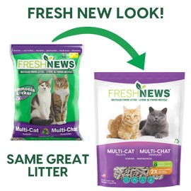 Fresh News Multi-Cat Non Clumping Paper Cat Litter, 25 Pound, Packaging May Vary