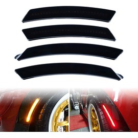 Yitoking 4 PCS LED Side Marker Lights Front and Rear Red Bumper Marker Lamps for 2008-2014 MINI Cooper R55 R56 R57 R58 R59 R60 R61 Reflectors Smoked Len, Replace Front Rear OEM Sidemarker Lamps