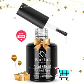 Beetles Gel Polish 9 In 1 Nail Glue with New Formula, 0.5 Fl Oz Super Strong Brush in Nail Gel Glue for False Nails Tips, Rhinestone, Base Gel, Blooming Gel, ect, UV Led Lamp Required - Color: 7.5ML 9 in 1 Nail Glue