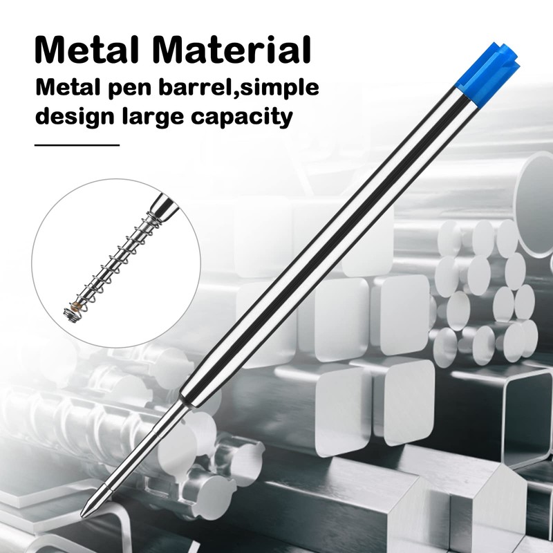 TIESOME 5pcs Replaceable Ballpoint Pen Refills with Spring Metal Ball