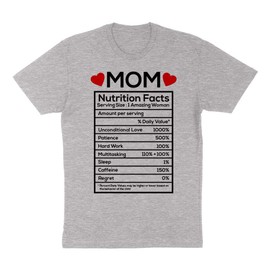Mom Nutrition Facts Funny Mother's Day Shirt Unisex Small Grey
