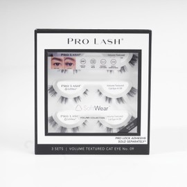 Pro Lash SoftWear Professionally Styled Lash Clusters - Seamless, Lightweight Lashes - 7-Day Cluster Eyelash Extensions - Waterproof Lashes Clusters - 3 Sets - Volume Textured Cat Eye No. 09 Black