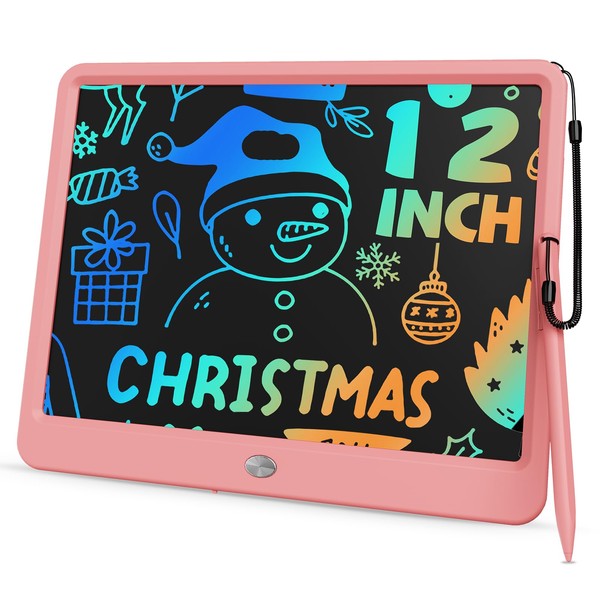 TEKFUN 12 Inch LCD Writing Board for Children Adults Painting Board Magic Board Painting Board Children from 3+ Years, Birthday Christmas Gifts Toy for 3 4 5 6 7 8 Girls Boys (Pink)