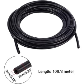 1/8" (3mm) 10 Feet per roll (3 Meter) High Performance Silicone Vacuum Tubing Hose with 4pcs Clamps, Wall Thickness 2mm, Black 60 psi Maximum Pressure