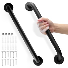 Grab Bars for Shower, Zynuhmo 2 Pack 16 Inch Anti Slip Stainless Steel Bathroom Safety Shower Grab Bar Handrails for Handicap Injury Pregnant Senior Assist Shower Handles(Matte Black, 1" Diameter)