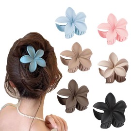 6 Pcs Flower Hair Clip, Nonslip Flower Claw Clips Strong Hold Hawaiian Claw Clip for Medium Thick Hair Hair Claw Clips for Women and Girls (6 pcs)