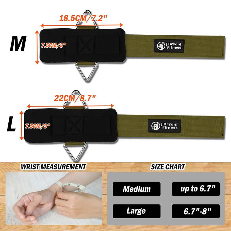 J Bryant Fitness Wrist Straps with Hooks for Weightlifting, Strength