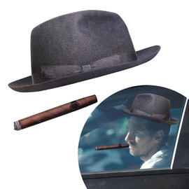 DXNQ Fedora and Cigar Window Decal, Funny Driving Fake with Hat and Cigar Car Stickers, Waterproof Driving Crooner Decals for Vehicle Window Windshield, Car Decor Accessories (Style B)
