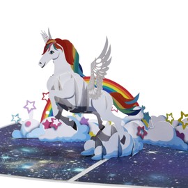 Magic Ants Pop Up Einhorn Karte, 3D-Grusskarten, Einhorn Handgemachte Geburtstagskarte fuer Kinder Frau Frau, Muttertagskarte, Abschluss, Hochzeit, Jubilaeum, Danke, Gute Besserung