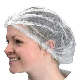 Disposable White Pleated Mob Caps Hair Nets (QTY 100)