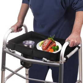 Goshme Walker Tray with Cup Holder for Seniors, Universal Walker Basket Organizer, Walker Accessories for Folding Walkers, Lightweight Dining Tray for Elderly, Walker Attachment Storage