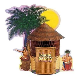 Creative Converting Honeycomb Centerpiece, Luau Tiki Hut , one size -,261713