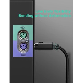 JUXINICE PS/2 Male to Male Extension Cable 6ft,6Pin PS2 Converter,Shielded Mini DIN 6-Pin Male to Male Adapter for PC,Scanner,Mouse,Keyboard,Black (PS/2 M/M 6FT)