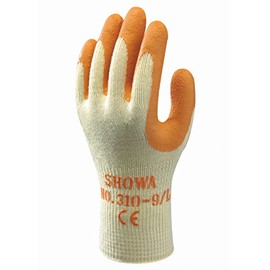 Showa 310XL Orange 10 Gauge Polyester Cotton Glove With Latex Coating on Palm, XL, orange