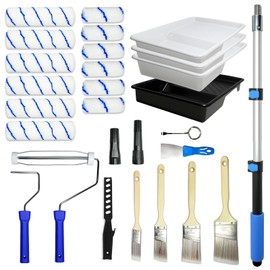 Paint Roller Extension Pole - 28PCS Reach to 10FT Paint Roller Kit, Wall Painting Naps for Professionals with Brush Microfiber Roller Cover for House Wall