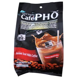 Cafe Pho Vietnamese 3in1 Instant Coffee Mix, Iced Milk Coffee, Cafe Sua Da, Single Serve Coffee Packets, Bag of 18 Sachets, Pack of 1-15 Months Shelf Life