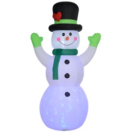 Outsunny 10FT Christmas Inflatables Cheerful Snowman in Black Hat, Green Scarf and Gloves, Blow-Up Outdoor Christmas Decorations with LED Yard Display for Lawn Garden Party
