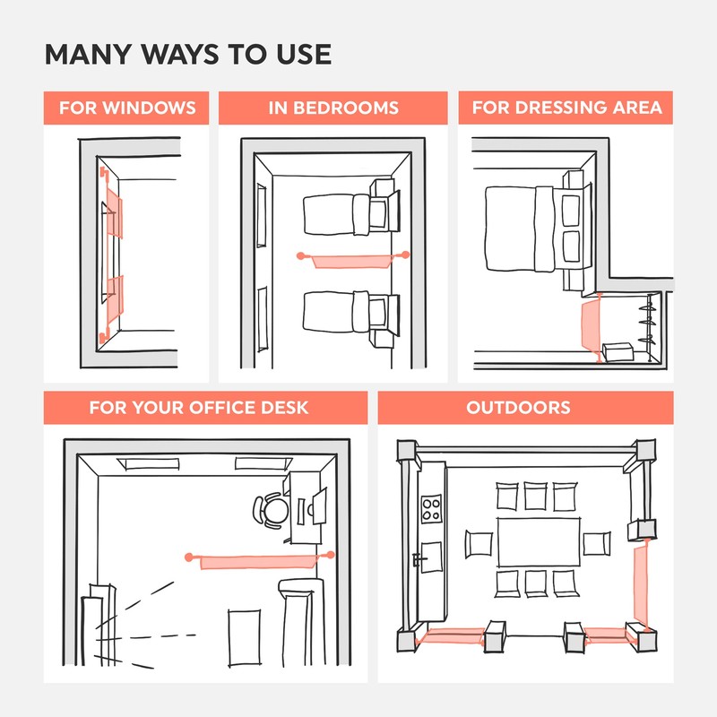 Wire Curtain Hanging System - 16ft Stainless Steel Room Divider