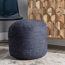 nuLOOM Bristol Braided Solid Jute Filled Ottoman Pouf