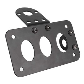 Side Mount Motorcycle License Plate Holder, Motorcycle Number Plate Holder Made of Aluminium Alloy, Side Mounted Rear Light Frame Made of Aluminium Alloy (Black)