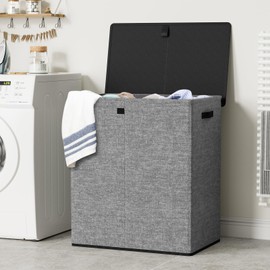 WOWLIVE Laundry Hamper with Lid,160L Large Laundry Basket 3 Section with Removable Washing Bags,Collapsible Waterproof Dirty Clothes Hamper for Laundry Room Bathroom Dorm,Gray