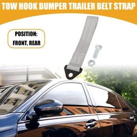 Partuto 1pc Tow Hook Bumper Trailer Belt Strap Universal - Nylon Grey