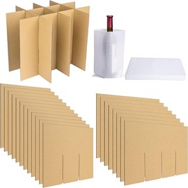 codree 4 Sets Glass Packing Kits- Glass Dividers for Moving Boxes- Glassware Dish Packing Boxes Corrugate Dividers with 48 pcs Foam Pouches Fits 16x12x12 Inch Box (Box Not Included)