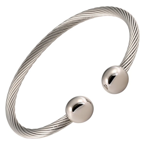 MAGNETJEWELRYSTORE Twisted Stainless Steel Magnetic Therapy Bracelet