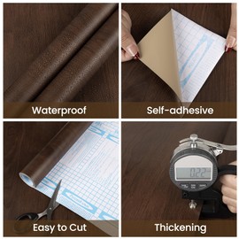 Abyssaly Wood Contact Paper, Brown Wood Peel and Stick Wallpaper, Self Adhesive Removable Walnut Wooden Look Grain Contact Paper for Cabinets and Drawers 15.7" x 118.1"