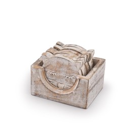 NIRMAN Wooden Crafted Unique Adorable Cat Shaped Coasters Set of 6 with Holder, Bar Dining Table Home Décor