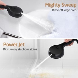 KES High Pressure 9 Functions Adjustable Handheld Shower Head with 30-Inch Shower Slide Bar & 59-Inch Hose, Built-in Power Wash to Clean Tub Tile & Pet, Wall Mount Matte Black 18/8 Stainless Steel