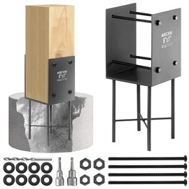 AECXM 8"x8" (Actually 7.5"x7.5") Heavy Duty U-Shaped Fence Post Holder Bracket, Wet Concrete Post Bracket, for Deck railings, Fences, gazebos Wet Concrete Foundation Support (Dark Gray-1Pack)