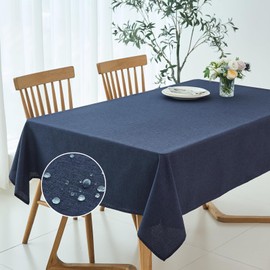 maxmill - Mantel rectangular con textura de lino, a prueba de manchas, impermeable, sin arrugas, lavable, mantel de mesa de comedor, cubierta de mesa de tela limpiable para comedor, manteles de granja