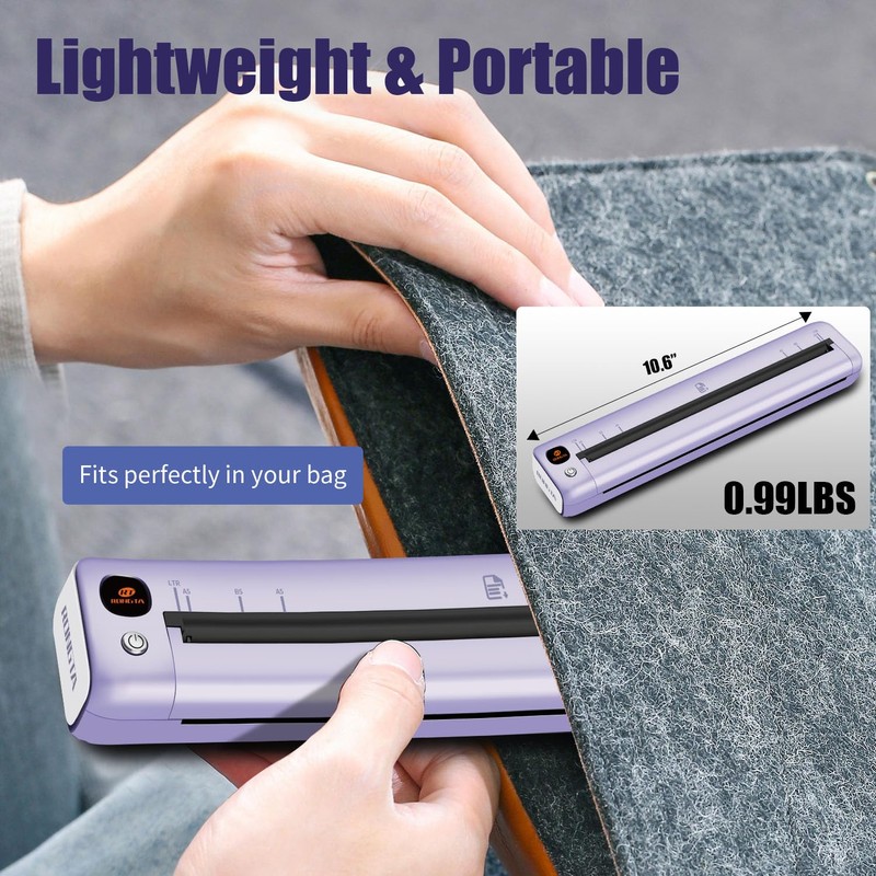 Rongta Portable Printer Wireless for Travel, Bluetooth WiFi Inkless Thermal
