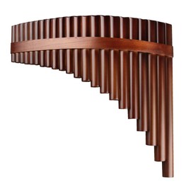 22/25 Pipes G Key Professional Pan Flute Chinese Traditional Musical Instrument Pan Pipes Easy to Learn with Exquisite Brown Pan Pipes Flute and Black Leather Bag (22-Left Hand)