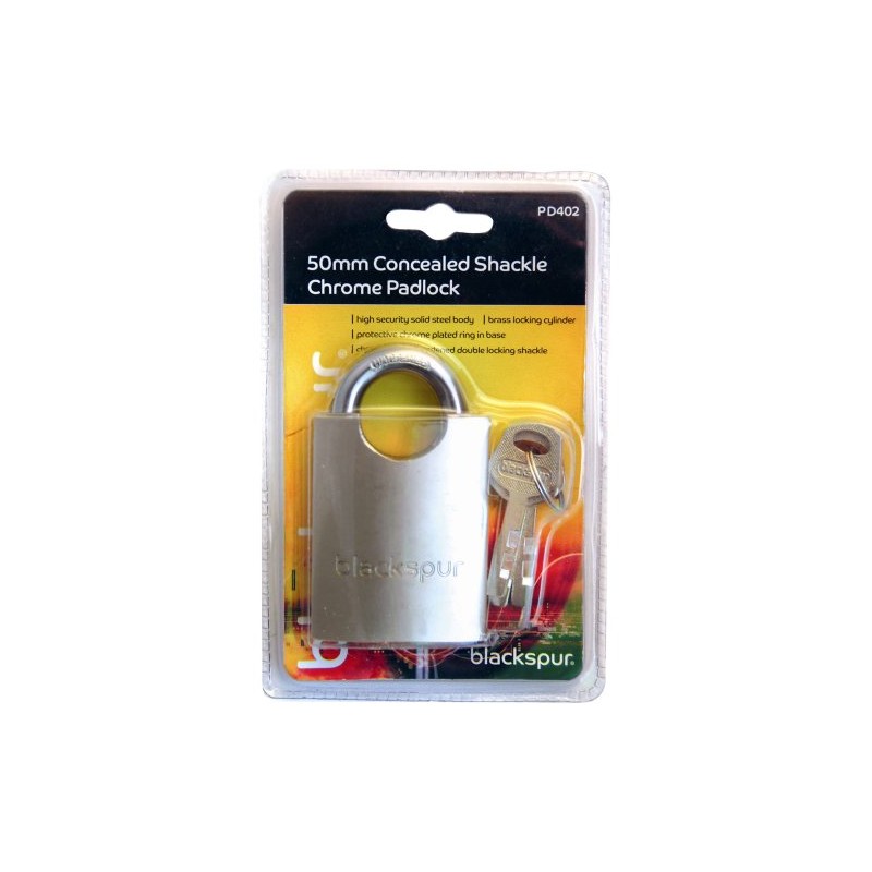 Blackspur BB-PD402 50mm CONCEALED SHACKLE CHROME PADLOCK