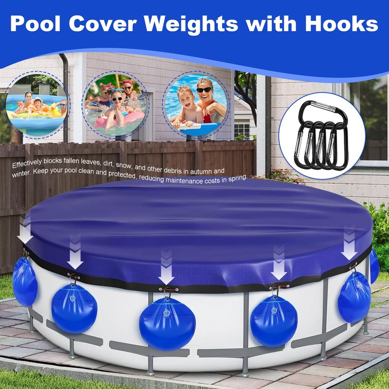 Pool Cover Weights with Hooks, Heavy Duty Thick PVC Leakproof
