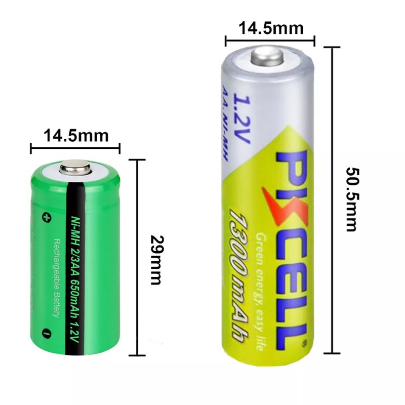 PKCELL 2x 2/3AA Solar Garden lights Batteries NI-MH Rechargeable Battery