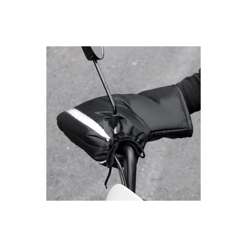 QWORK Motorcycle Handlebar Gloves Winter Thermal Windproof Waterproof with Reflective