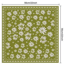 arricraft Pack of 1 Floral Large Cotton Bandana Headband Square Bandana with Green Background and Flower Leaves Cotton Headbands Hair Scarf for Men and Women Outdoor 22 x 22 (5) cm