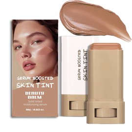 A 3-in-1combining Foundation Stick Beauty Balm Serum Boosted Skin Tint,Solid Tinted Moisturizing Serum Contour Foundation Face for Women,Natural Finish Makeup,Buildable Medium-to-Full Coverage(#06)