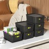 Qqbine Set of 6 Plastic Lidded Storage Shelf Baskets, Stackable