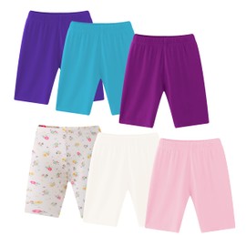 Coralup Girls Shorts Bike Shorts Summer Solid Color Pack of 6