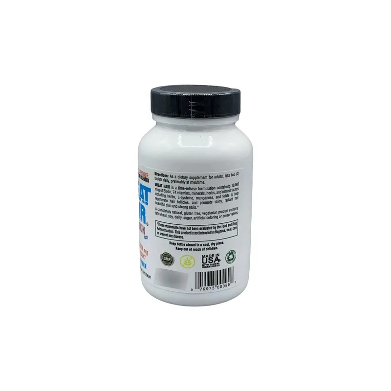 Vitol Great Hair Biotina 10,000 Mcg Tabletas 120 Sin Gluten